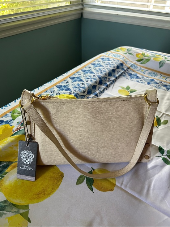 Vince Camuto Handbags - NWT Vince Camuto Cream Pebbled Leather Shoulder Bag Gold Hardware. $148 retail